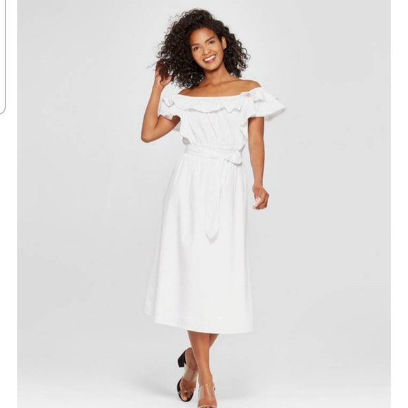 Who What Wear Dresses & Skirts - Wrap Tie Bardot Midi Dress (Who What Wear) - Worn once